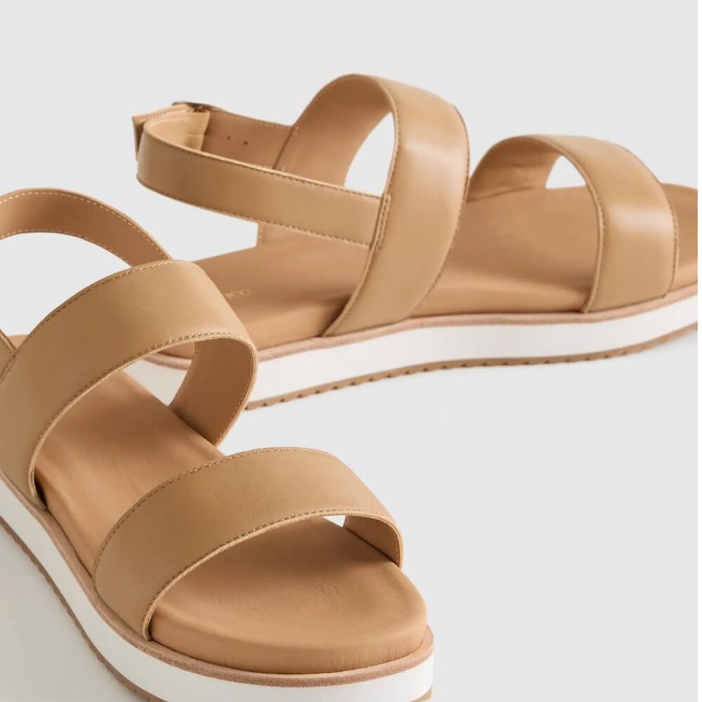 NWT Quince Women Italian Leather Platform Sandal Cashew Tan Shoes 7 - Picture 9 of 11